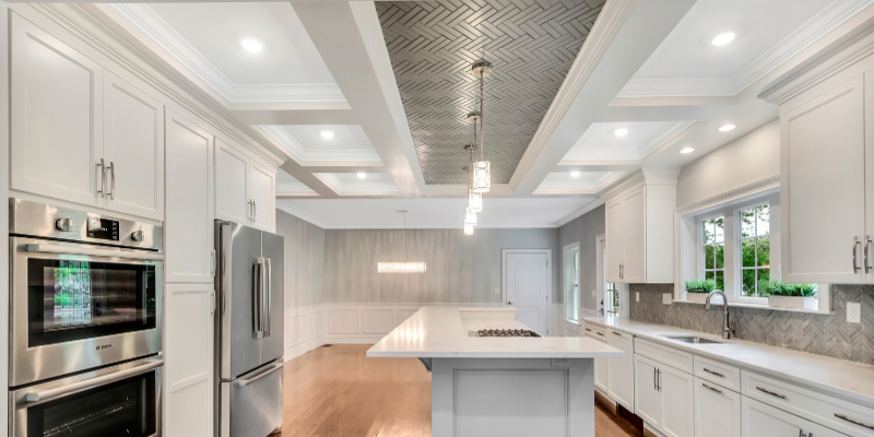 Kitchen With Coffered Ceiling