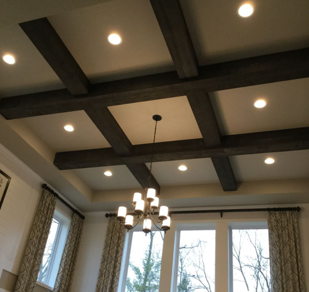 Coffered Ceiling With Wood Beams