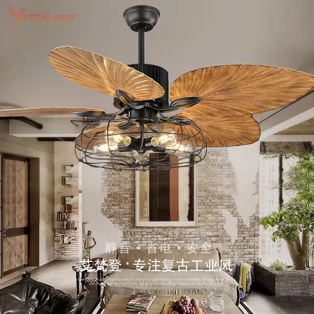 Ceiling Fan With Palm Leaf Blades