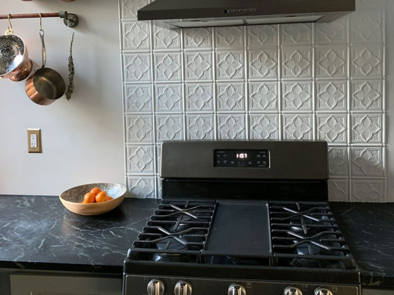 Metal Ceiling Tiles As Backsplash