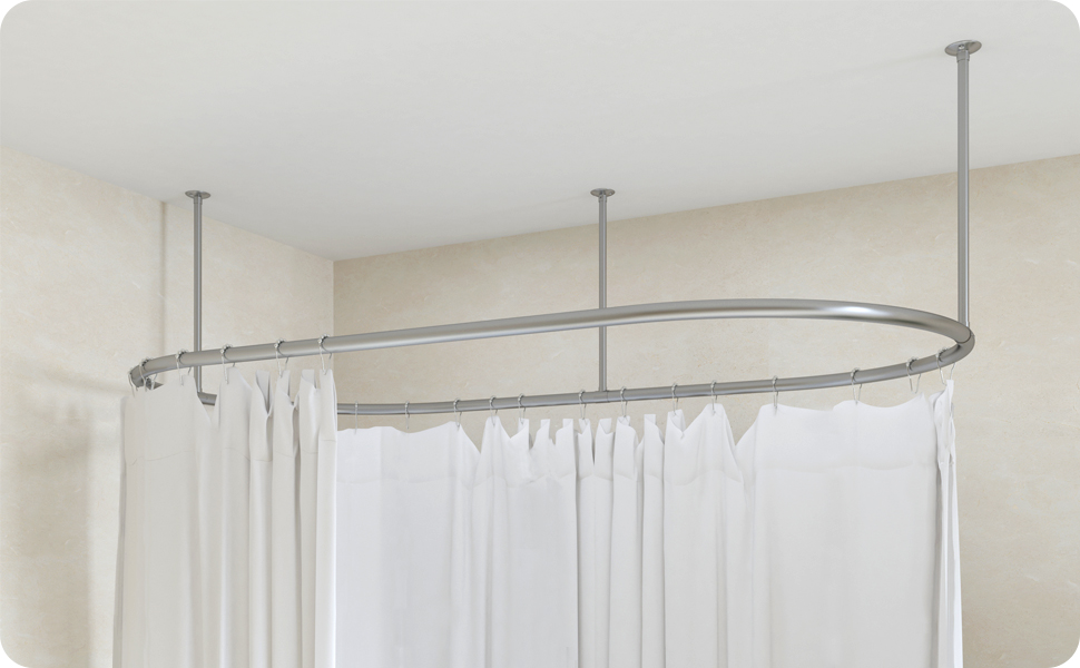 Oval Ceiling-Mounted Shower Curtain Rods