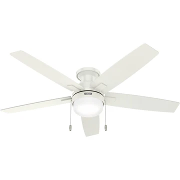 White Low Profile Ceiling Fan With Light