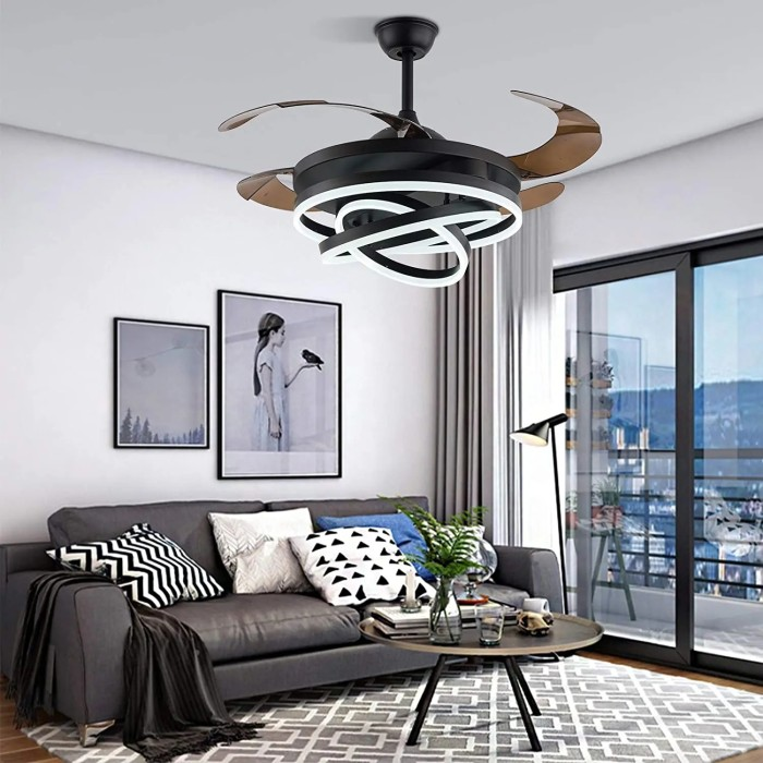 Black And Gold Ceiling Fan With Light