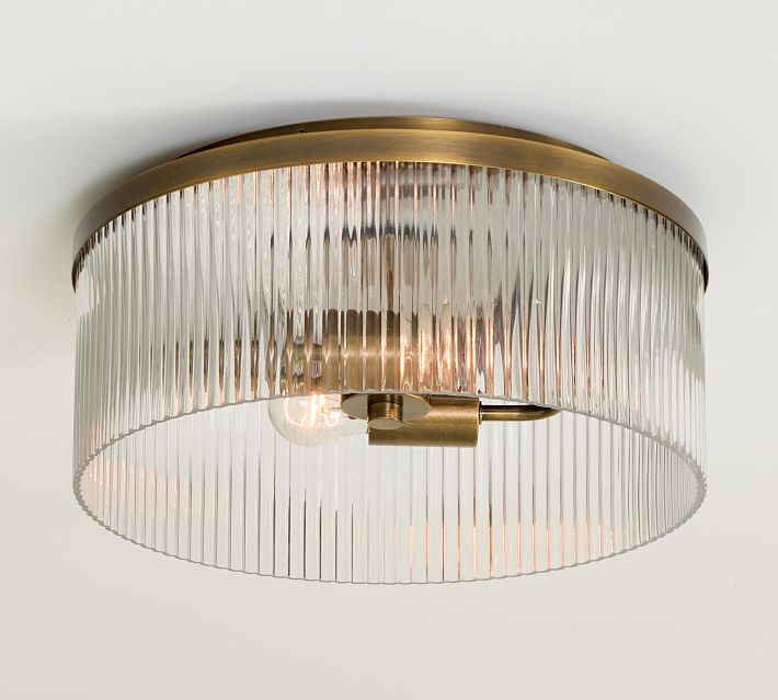 Ribbed Glass Flush Mount Ceiling Light