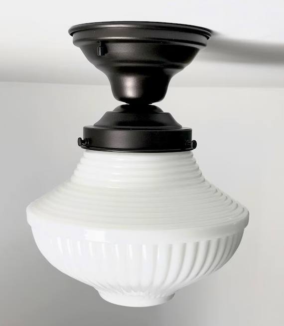 Vintage Milk Glass Ceiling Light Fixtures