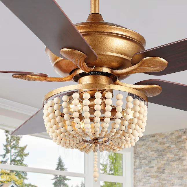 Antique Gold Ceiling Fan With Light